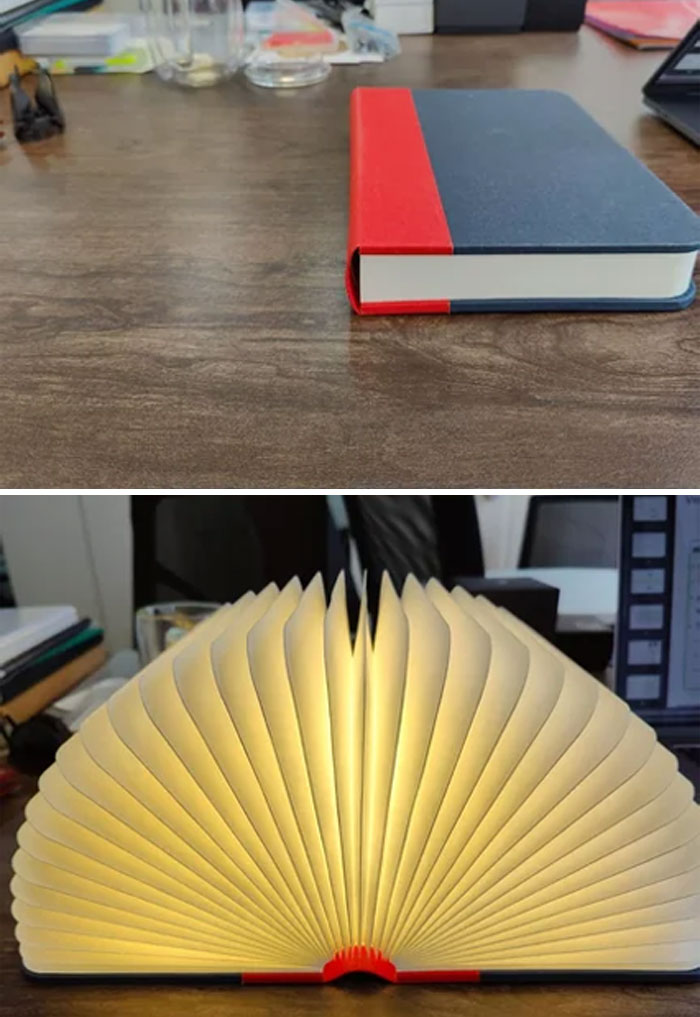 Lámpara de mesa en forma de libro