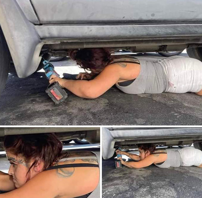 Robando piezas de coche a plena luz del día
