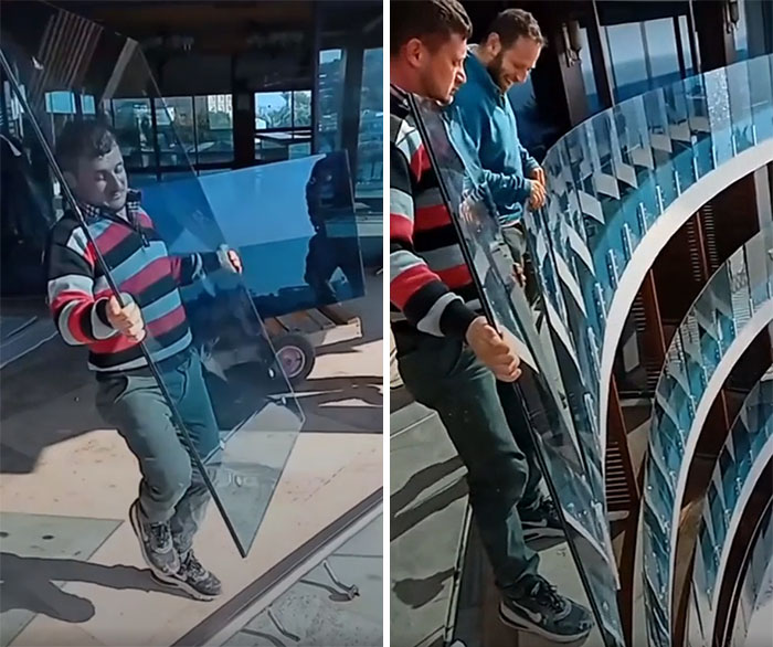 Instalando barreras de cristal en cada piso