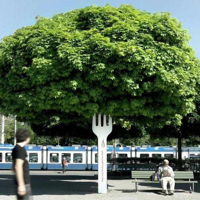 Anuncio de un restaurante vegetariano
