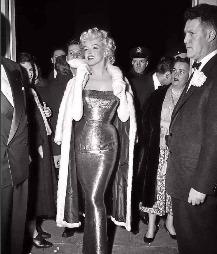 Marilyn Monroe en el estreno de "La gata sobre el tejado de zinc", 1955