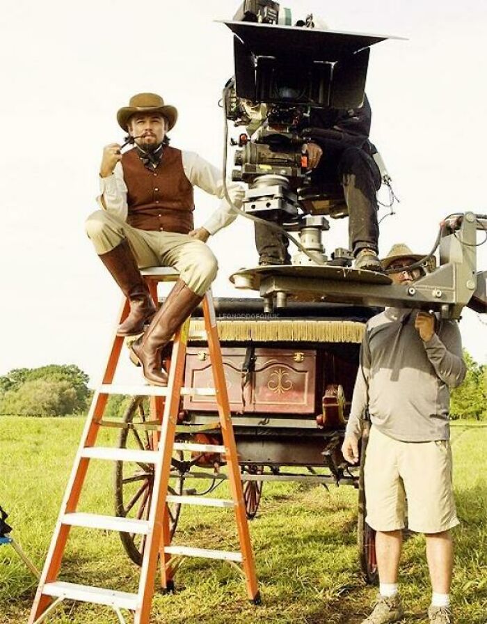 Leonardo Dicaprio en el rodaje de Django