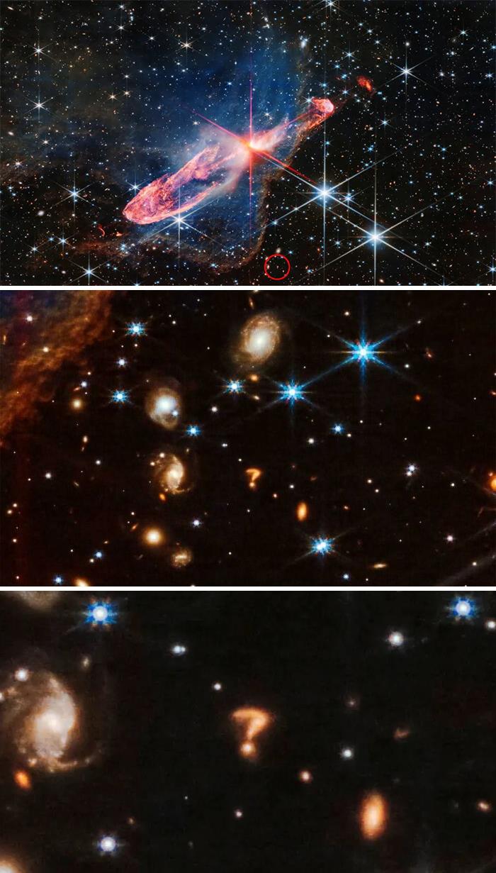 El telescopio James Webb ha encontrado un objeto gigante en forma de interrogación en el espacio profundo