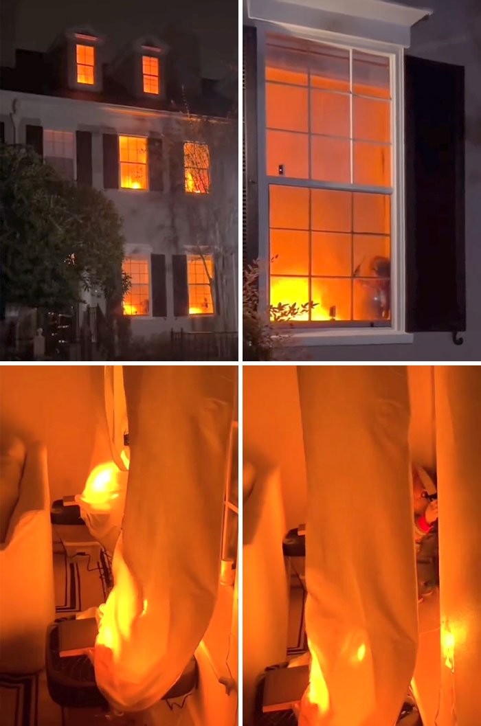 Decoré estas ventanas con una sábana, 2 lámparas y un ventilador