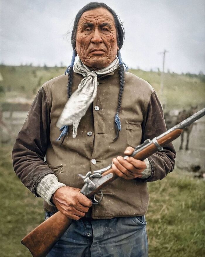 Pierna De Madera, guerrero Cheyenne del norte, fotografiado en 1927