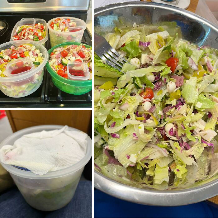 Para mantener la ensalada fresca, ponle un papel de cocina bajo la tapa, absorberá la humedad