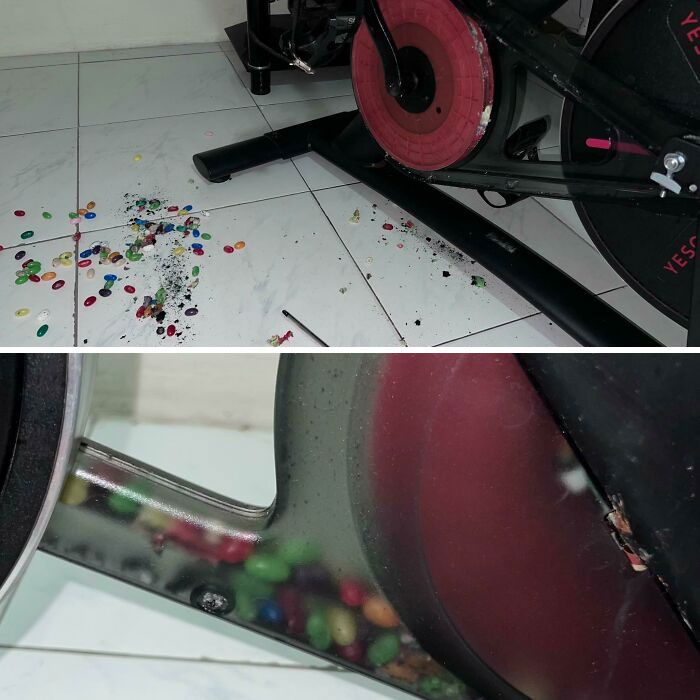 La bicicleta estática de mi mujer se acaba de convertir en un dispensador de gominolas