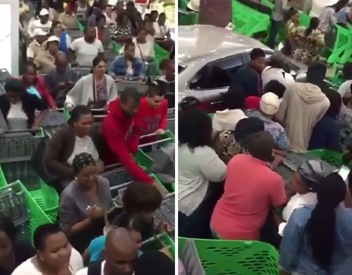 Este tráfico de carritos de la compra durante el Black Friday. La gente se vuelve loca