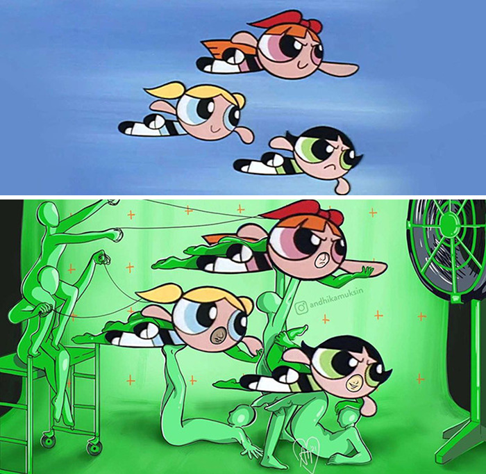 18 Behind-The-Scenes Pics Of Famous Scenes From Pop Culture Animations By Andhika Muksin (New Pics)