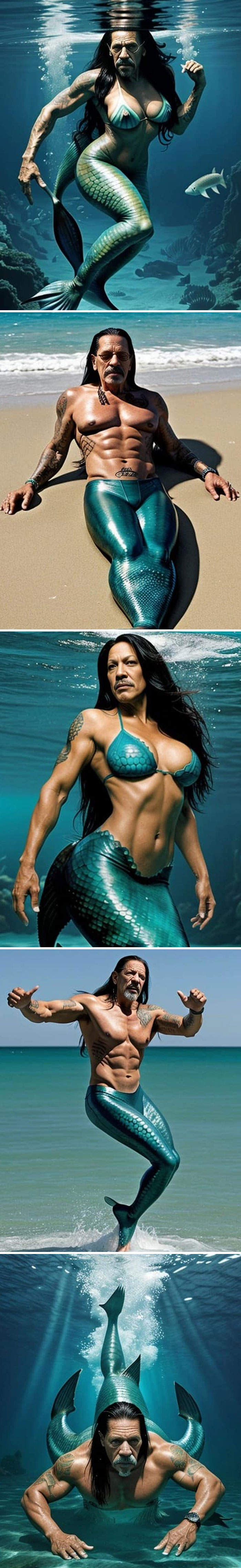 Danny Trejo siendo sirena