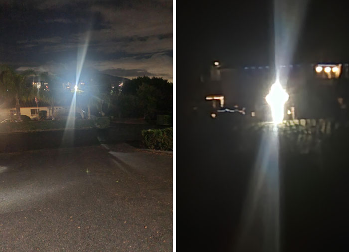 El vecino ha puesto una luz en forma de crucifijo de un millón de watios estas navidades