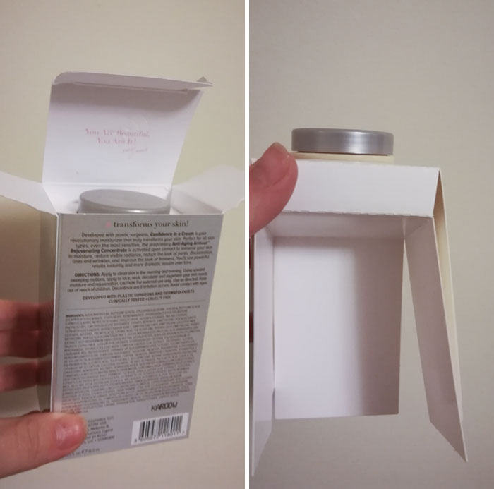 Engañada por el envase de la crema hidratante