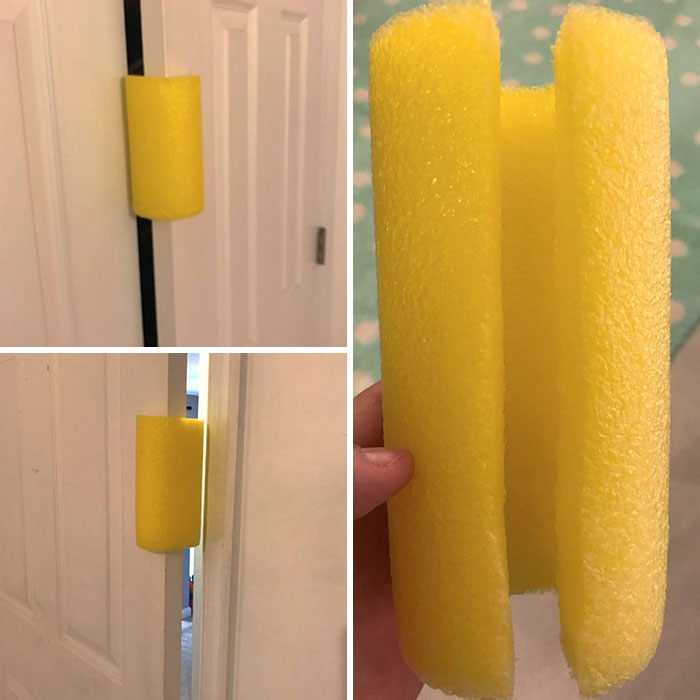 Usa churros de piscina cortados para poner en las puertas y evitar que se pillen los deditos