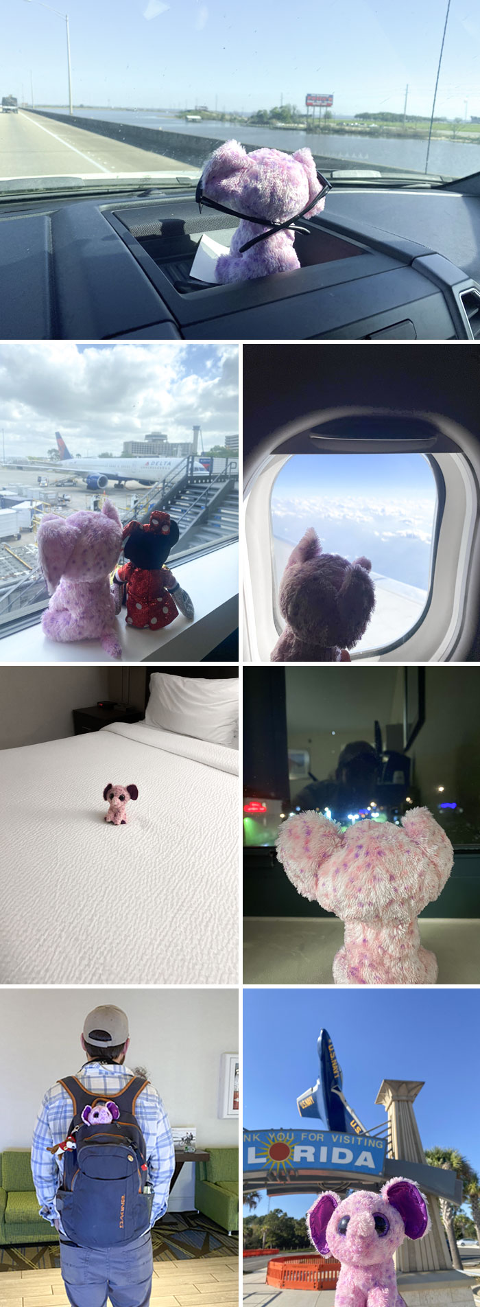 Me llevé el peluche favorito de mi hija a mi viaje de trabajo para que no estuviera triste. Fue divertido y a ella le encantó
