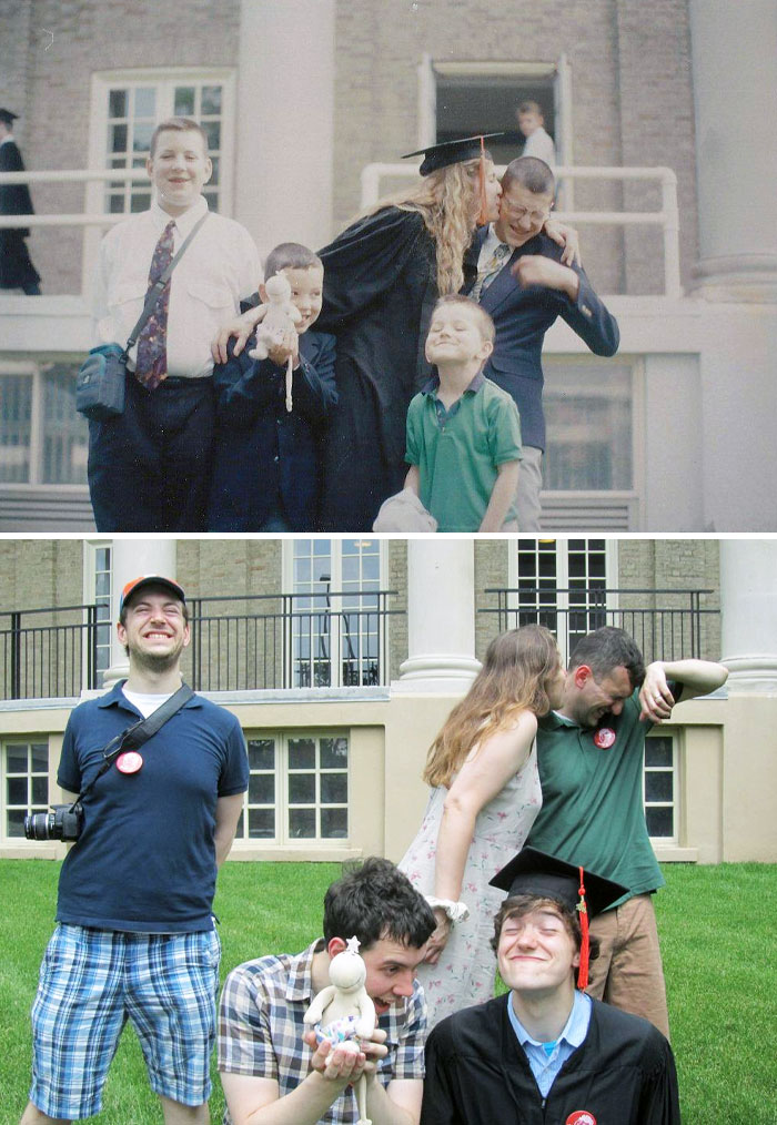 Mi hermana y yo nos hemos graduado en la misma universidad con 17 años de diferencia. Mi familia está prácticamente igual
