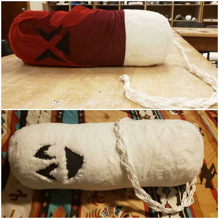 Almohada corporal en forma de tampón gigante, con funda sangrienta opcional
