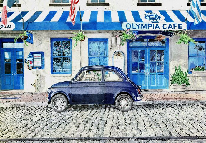 Fiat 500 pintado a bolígrafo por mi