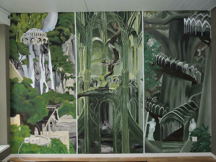 Mi madre me pintó este mural del Señor de los Anillos cuando cumplí 15 años