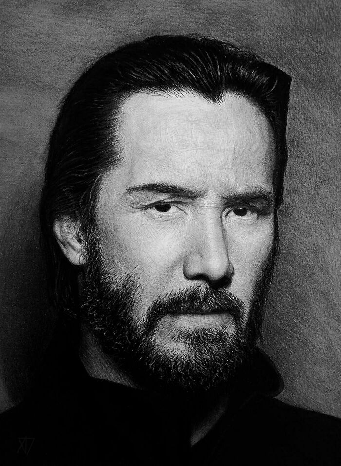 Retrato de Keanu Reeves a lápiz
