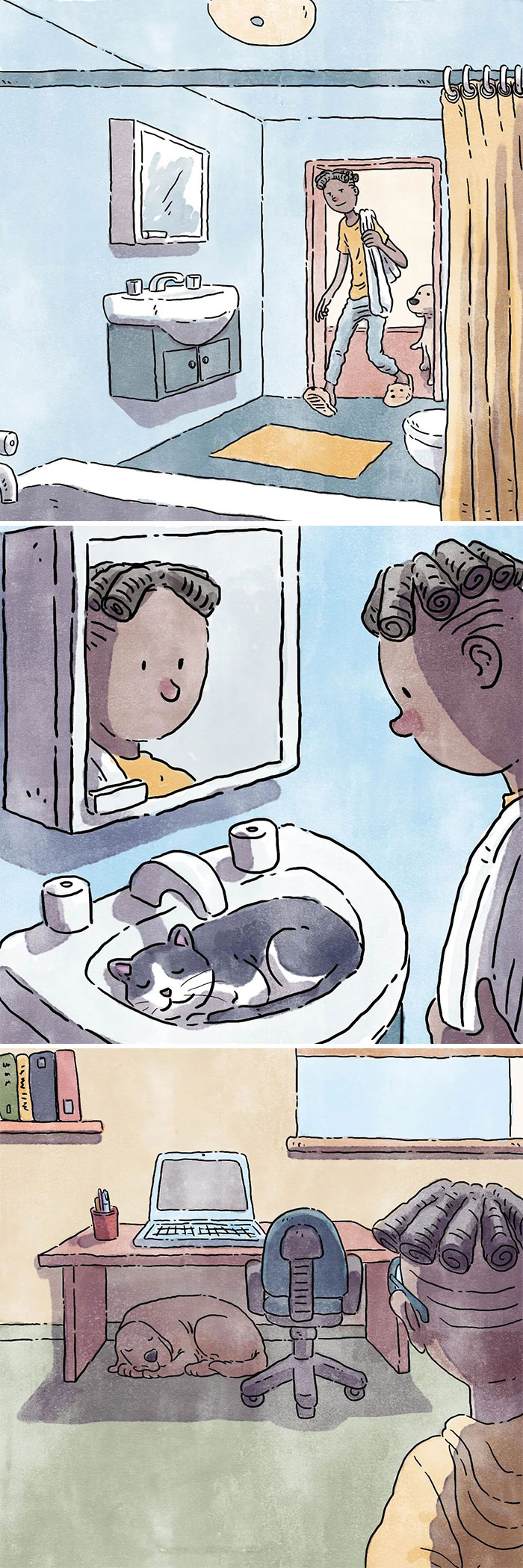 5 Emotivos cómics sobre la vida con un perro y un gato, por Ademar Vieira