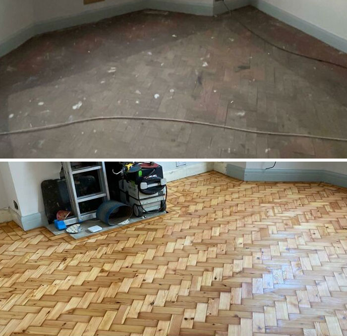 Suelo de parquet de 1930 que hemos restaurado