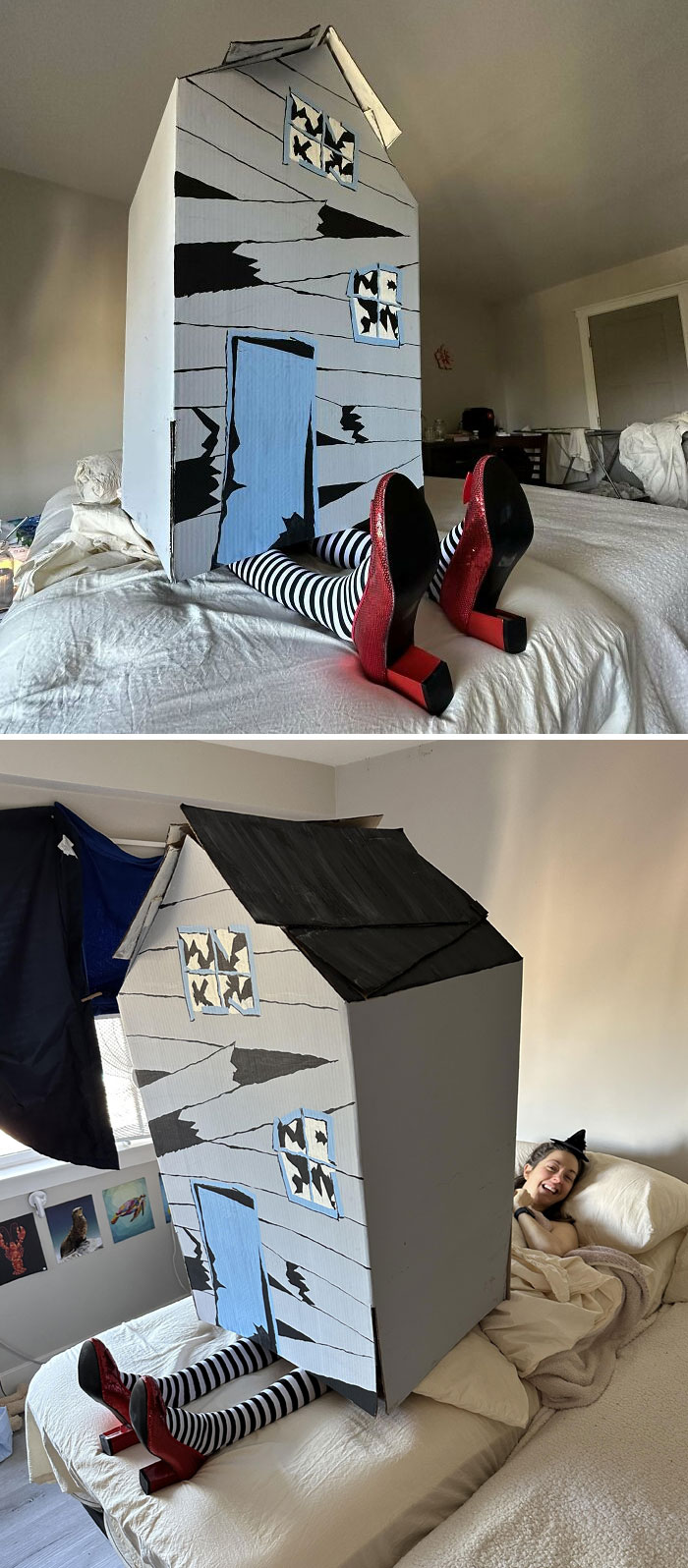 Mi esposa tiene que guardar cama, así que le hice este disfraz para Halloween. Le encanta