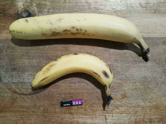 La discrepancia de tamaño entre las bananas que he comprado