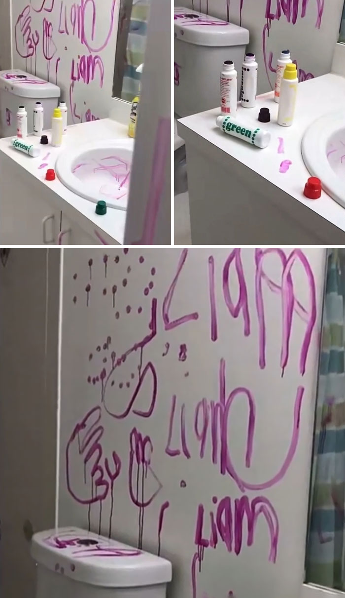 Mi hijo Liam ha vanzalizado el baño y ha dicho que lo hizo un monstruo