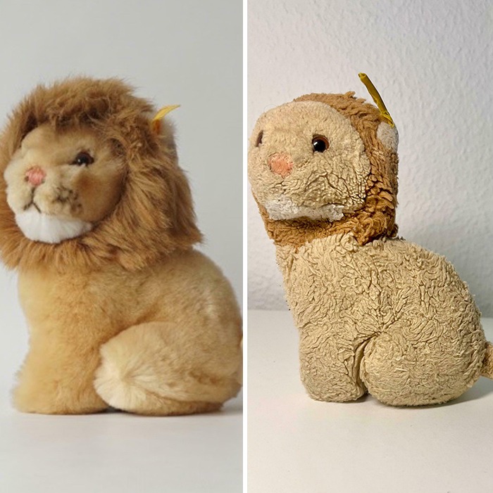 Peluche nuevo y tras 30 años