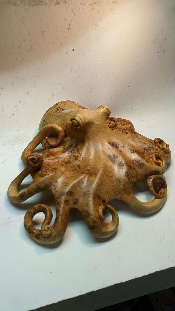 Mi primer pulpo, con madera de abeto