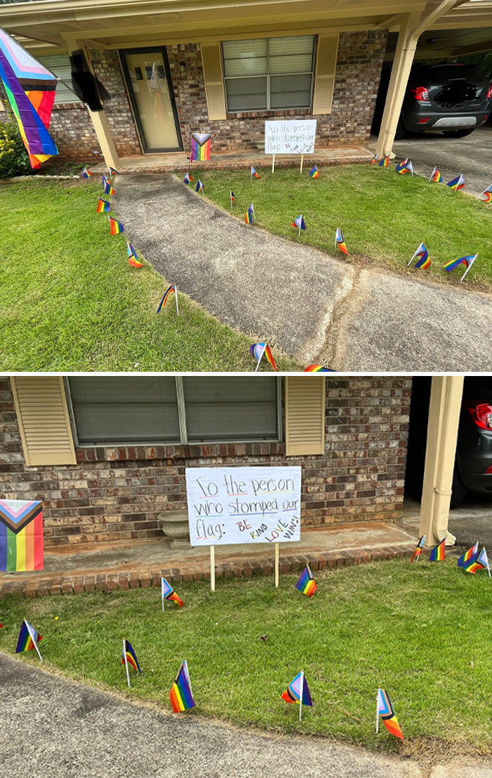 Recientemente, alguien pisoteó la bandera del orgullo que tenemos en el patio delantero. Mi nivel de represalia puede haber llegado a ser mezquino