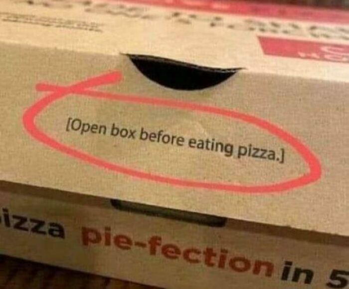 Abrir la caja antes de comerse la pizza
