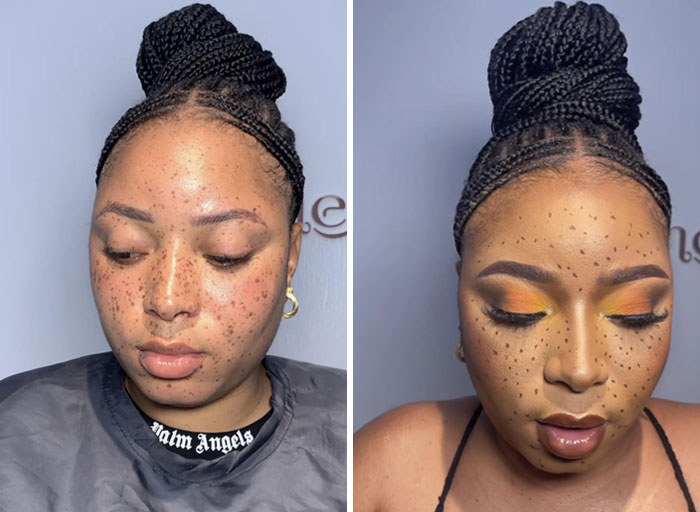 La maquilladora intentando devolverme las pecas que oculta el maquillaje
