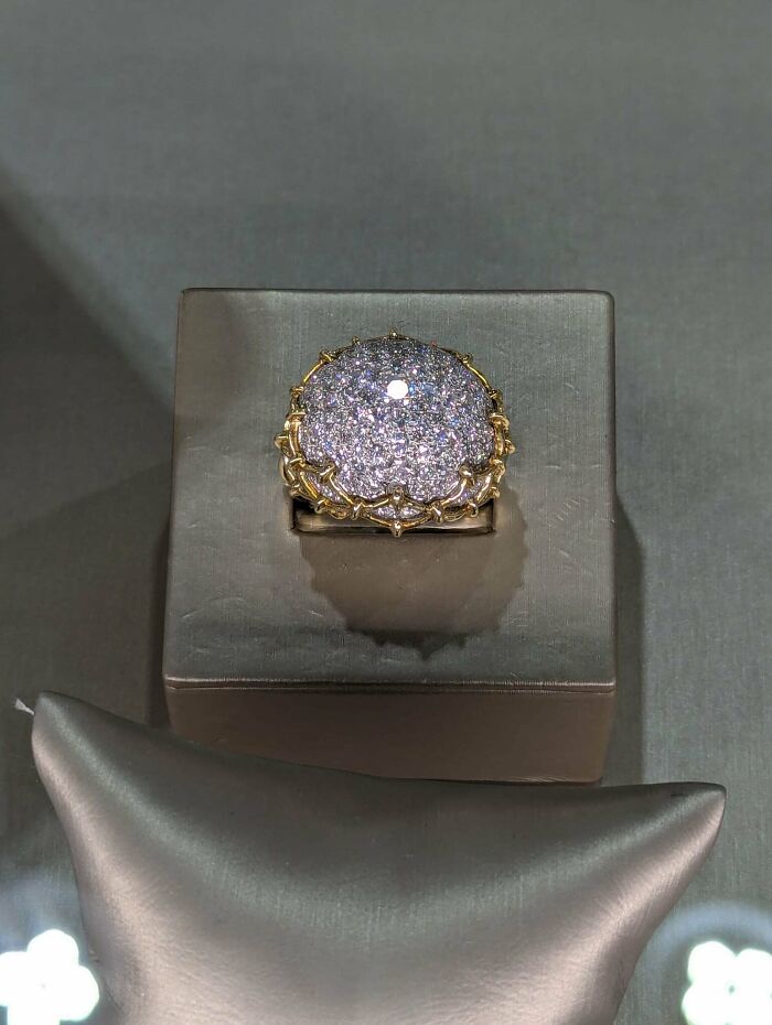 Mi esposa trabaja en una joyería de alta gama especializada en ventas de bienes donde acaban de conseguir esta monstruosidad Epcot. Cada uno de esos es un diamante real