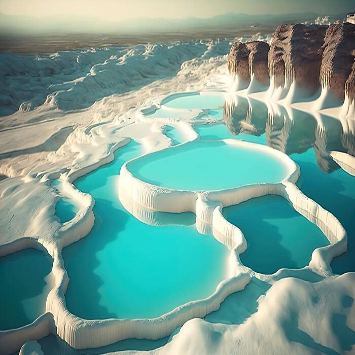 Pamukkale, en el suroeste de Turquía, es una de las maravillas naturales más impresionantes del mundo.