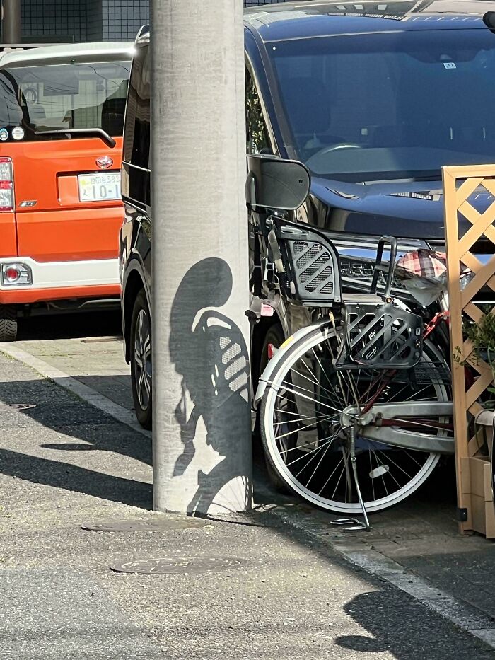 La sombra de la bici parece un alien