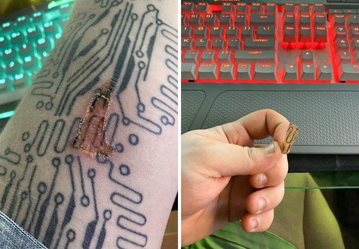 La costra de una quemadura de aceite se llevó parte de mi tatuaje