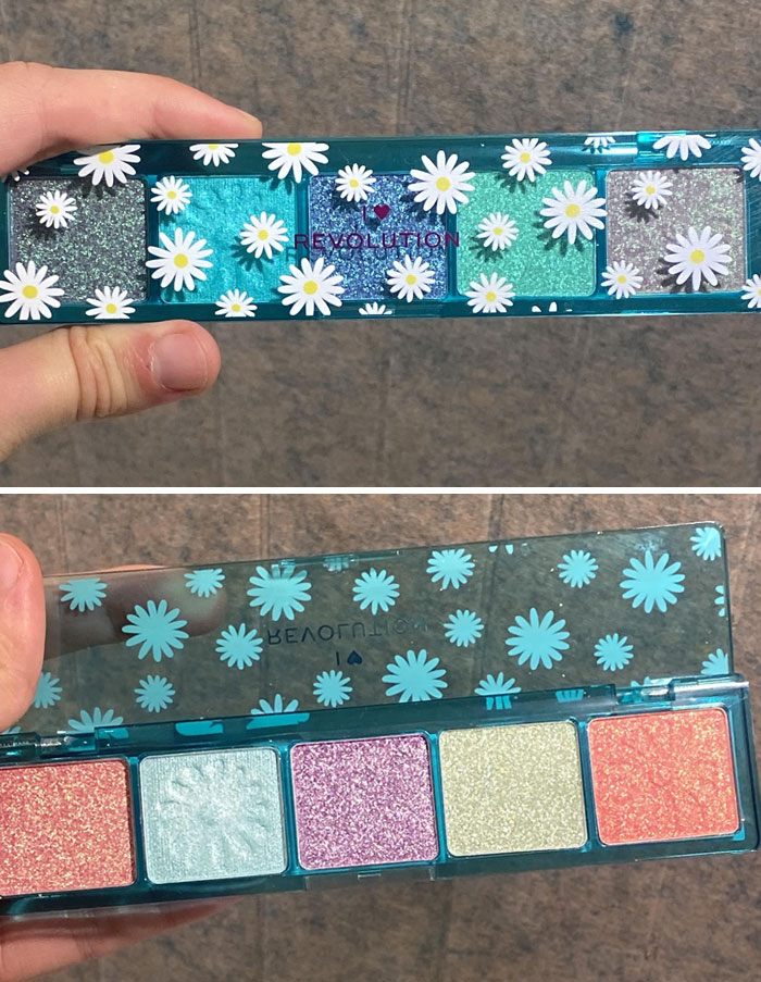 Compré esta paleta específicamente por la sombra «azul» de enmedio. Desperdicié mi dinero porque la necesito para mi disfraz de Halloween.