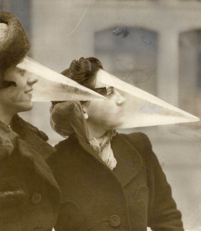 Plástico para proteger la cara del frío y la nieve. Montreal, Canadá, 1939
