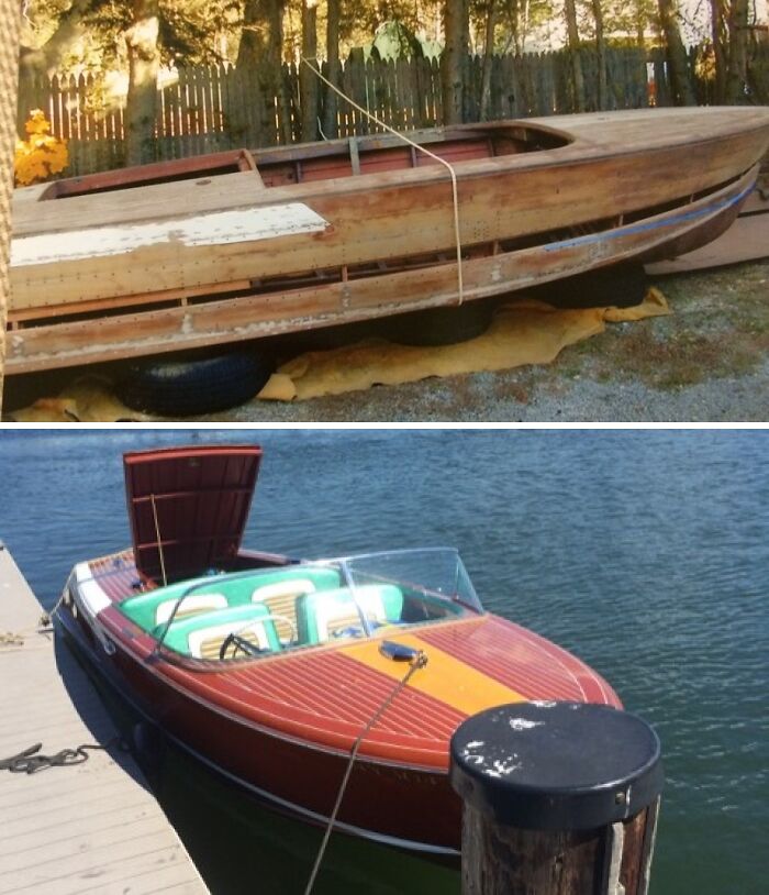 Ocho años de restauración por parte de mi padre de un Chris Craft Capri del 61