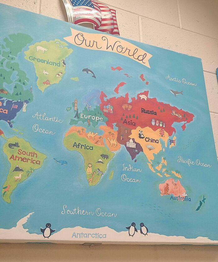 Este mapa en la biblioteca de primaria