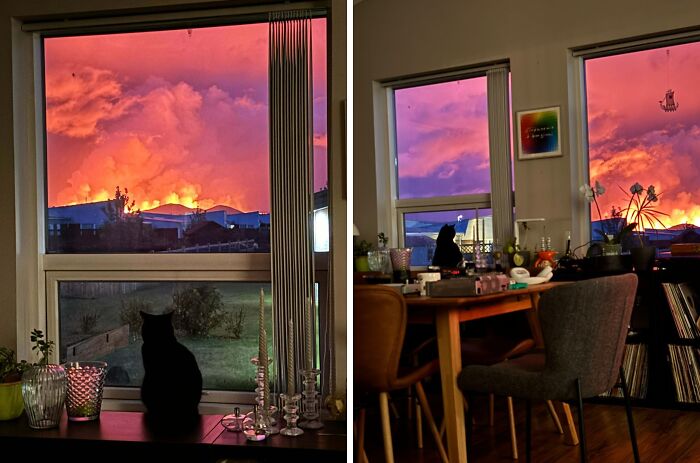 Mis vistas de la nueva erupción volcánica en Islandia
