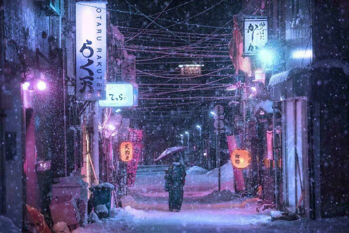 Nevada nocturna en Hokkaido, Japón