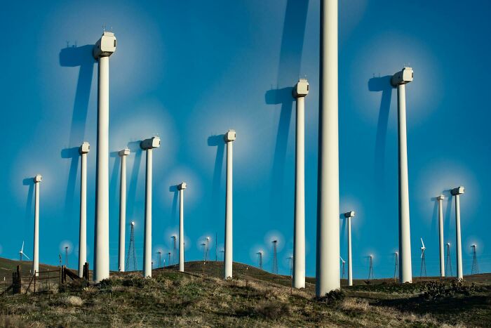 Foto de larga exposición de turbinas de aire