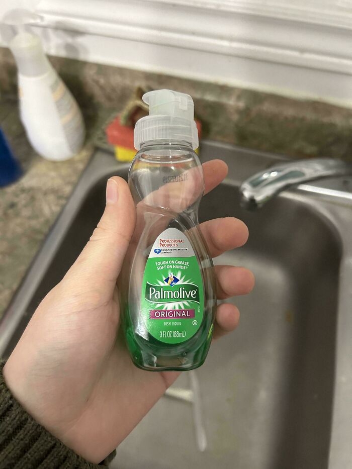 Lo que mi compañera de piso compró en su turno de sustituir el detergente para platos