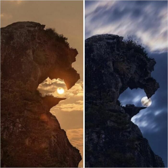 La roca de la cabeza del león en Japón