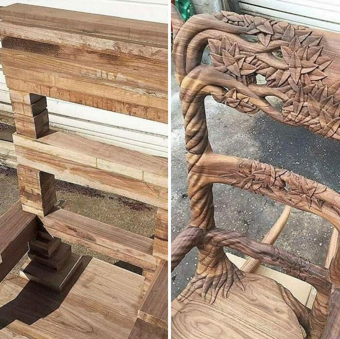 Silla de madera, antes y después