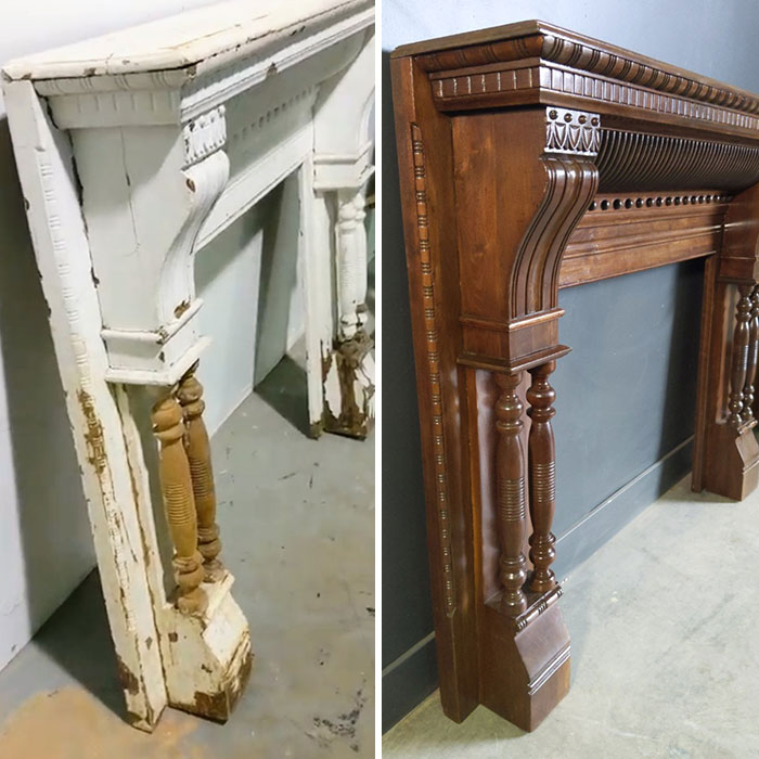 Restauración de una chimenea antigua pintada