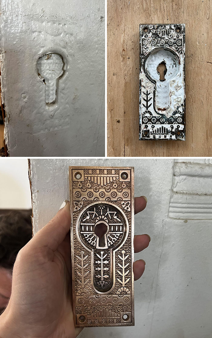 Restaurando esta placa para cerradura de puerta Eastlake