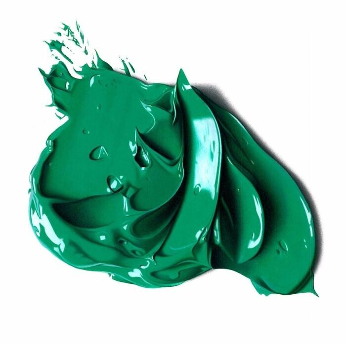 Mancha de pintura verde con textura cremosa y efecto visual artístico para imágenes sorprendentes con surrealismo.